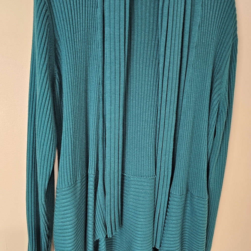 Unbranded Teal blue mixed Rib drape cardigan XXL - Picture 4 of 7